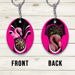 Pink Bullseye Dartboard  Flamingo And Darts Keychain For Dart Team Player