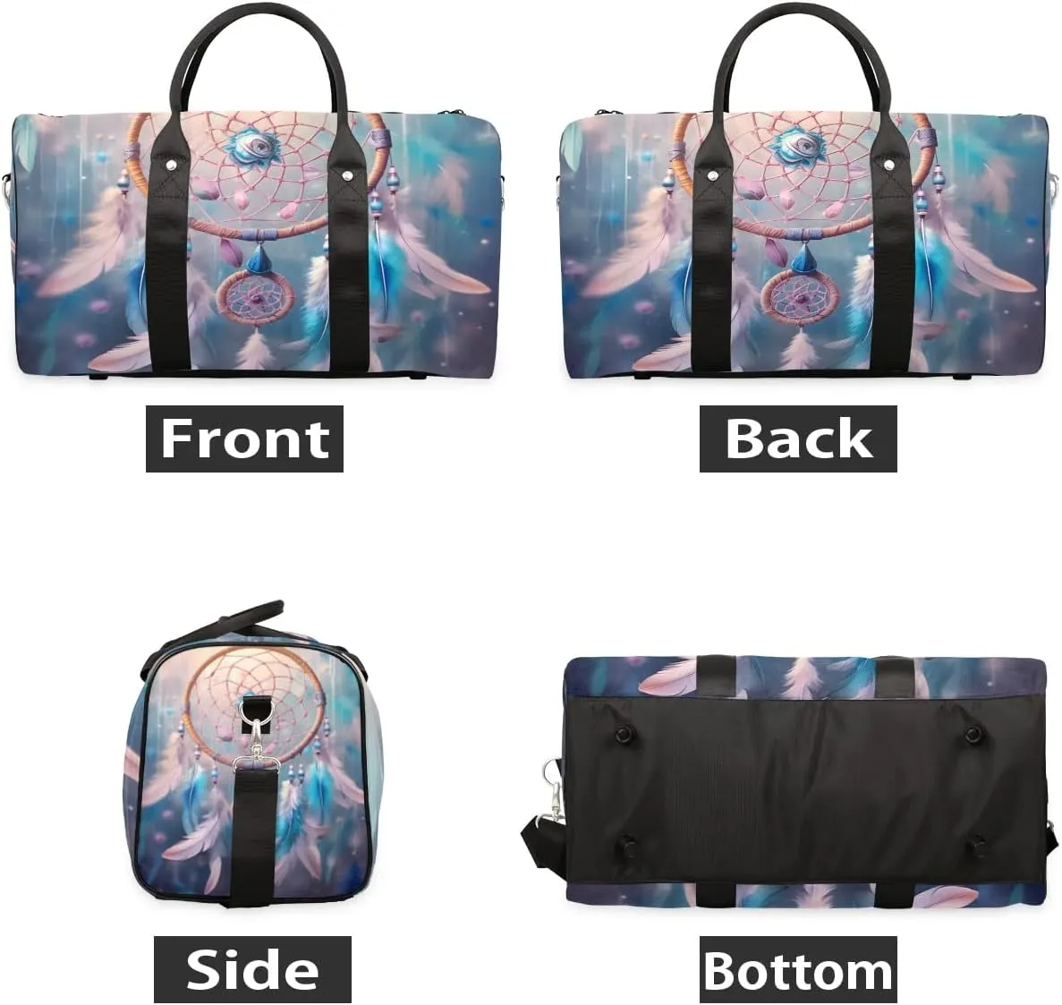Pink Dream Catcher Travel Duffel Bag for Women Men Waterproof Foldable Overnight Weekender Bag Large Capacity Sports Gym Bag