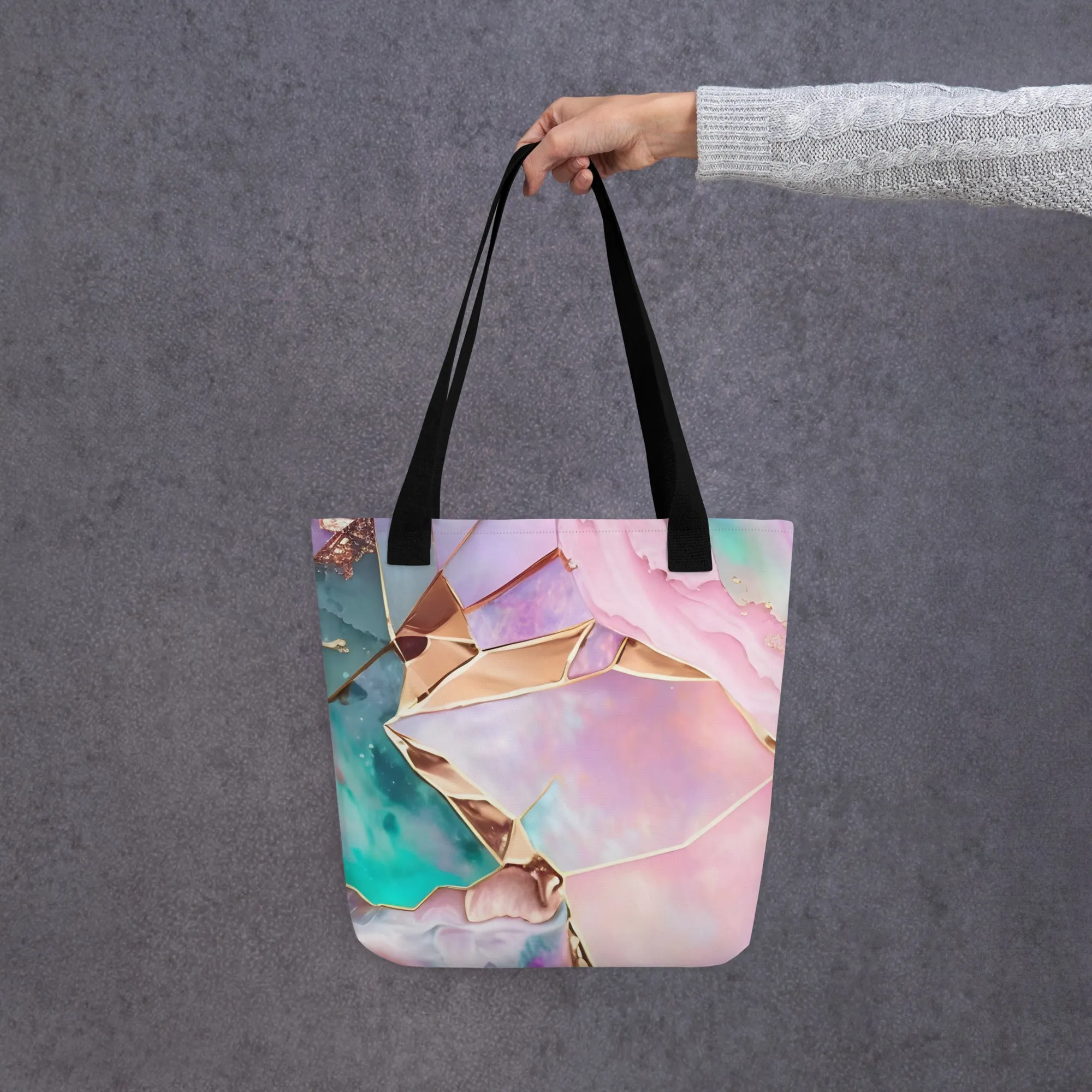 Pink Gold 3D Geode All Over Print Tote Bag