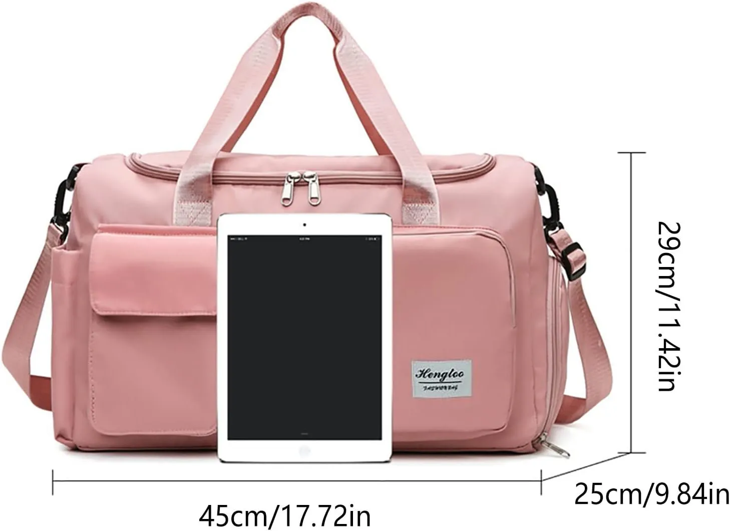 Pink Gym Bag with Shoes Compartment,28L Waterproof Duffel Bag,Reusable Duffle Bag for Travel Yoga Sports Workout