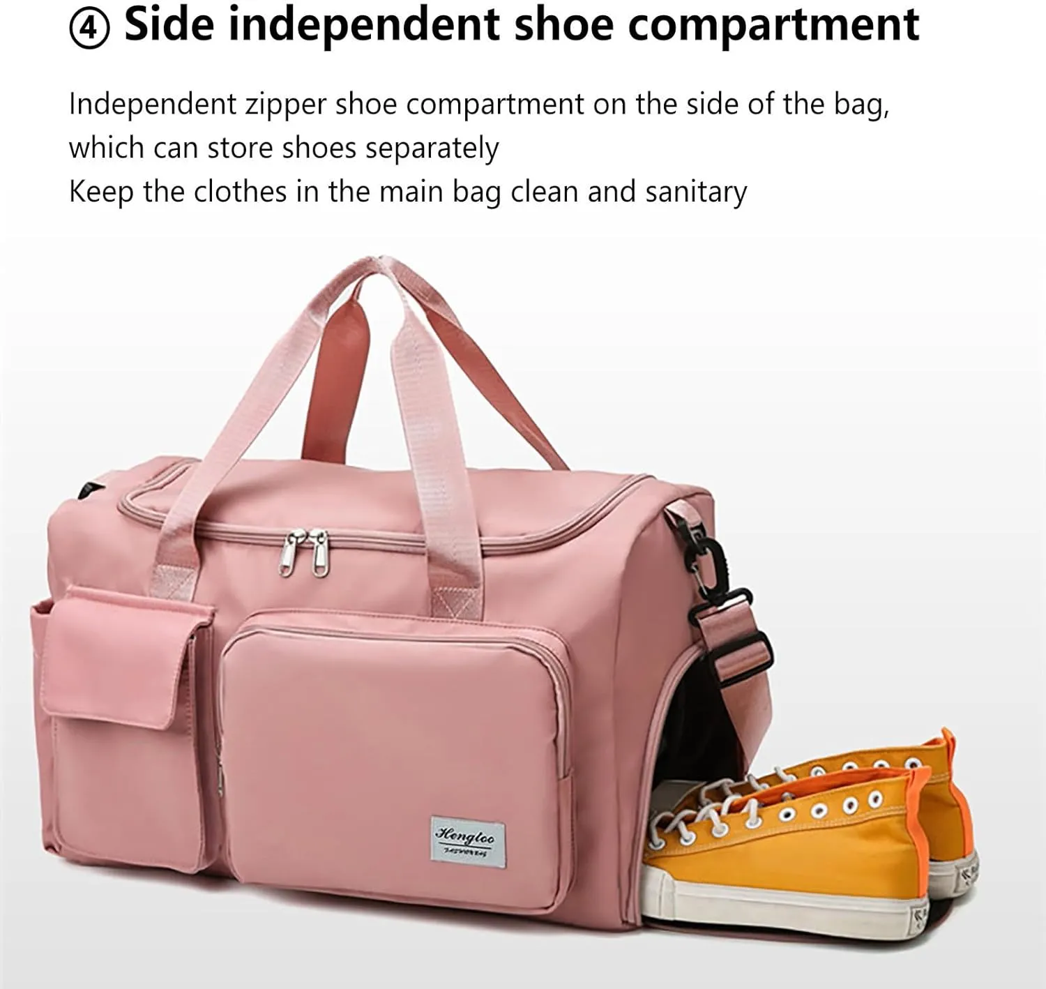 Pink Gym Bag with Shoes Compartment,28L Waterproof Duffel Bag,Reusable Duffle Bag for Travel Yoga Sports Workout