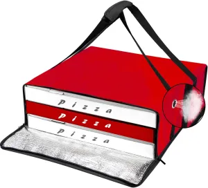 Pizza Bag, Insulated Pizza Bags for Delivery Doordash, Large Pizza Warmer Grocery Bags for Personal Use, Uber Eats, Food Carrier Delivery, Collapsible Cooler Hot Pockets Pack, 20x20in (Red)