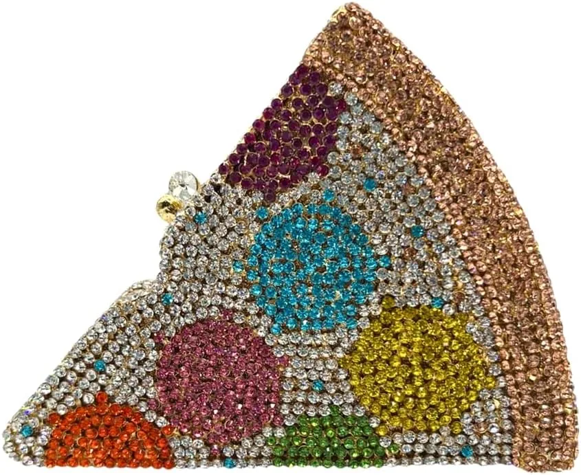 Pizza Diamond Sparkling Clutch Purse Cute Rhinestone Evening Bag for Women Party Cute Shoulder Bag Handbag for Wedding