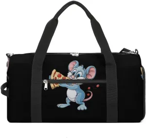 Pizza Rat Gym Bag for Women Men Lightweight Duffel Bag Travel Tote Bag Sports Bag with Shoulder Strap