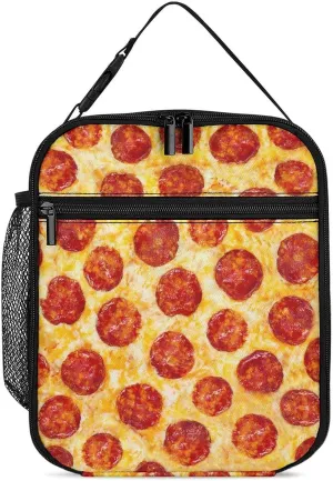 Pizza Reusable Lunch Bag Insulated Portable Lunch Box Bag Leak Proof Dining Bag Lunch Box Container Tote Pattern158, 27.5X20cm, style