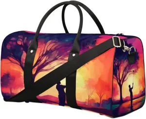 Playing Golf Travel Duffel Bag for Women Men Waterproof Foldable Overnight Weekender Bag Large Capacity Sports Gym Bag