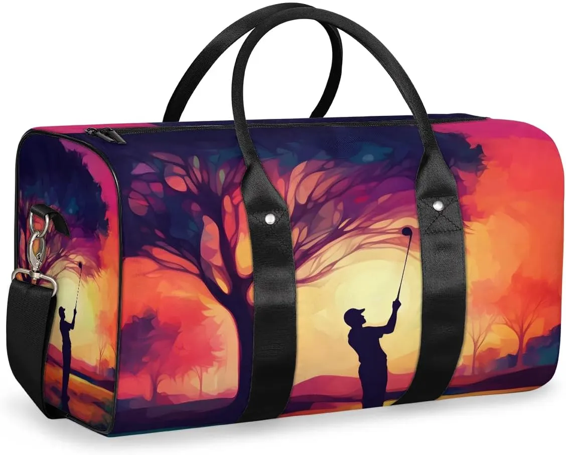 Playing Golf Travel Duffel Bag for Women Men Waterproof Foldable Overnight Weekender Bag Large Capacity Sports Gym Bag