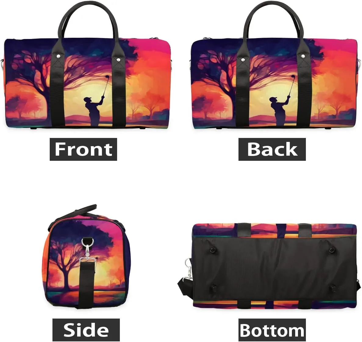 Playing Golf Travel Duffel Bag for Women Men Waterproof Foldable Overnight Weekender Bag Large Capacity Sports Gym Bag