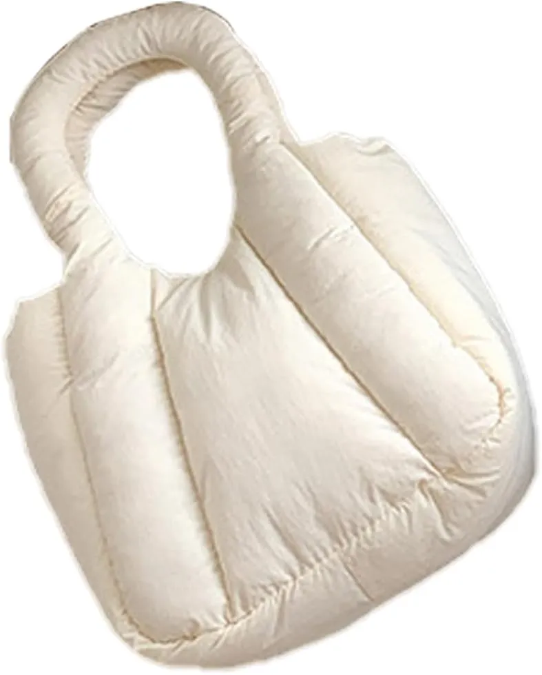 Pleated Crossbody Bag with Chain Strap for Women Fashion Solid Color Padded Quilted Top Handle Puffer Handbag Purse