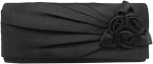 Pleated Satin Floral Evening Purse for Women Chic Soft Handbag Fit for Wedding Dress Ball Gown Formal Dress