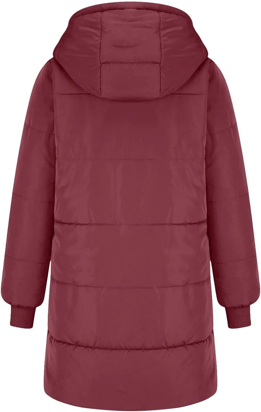 Plus Size Winter Coats for Women Sherpa Lined Fleece Long Puffer Jacket Thickened Casual Zip Up Parka Jacket