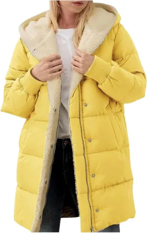 Plus Size Winter Coats for Women Sherpa Lined Fleece Long Puffer Jacket Thickened Casual Zip Up Parka Jacket