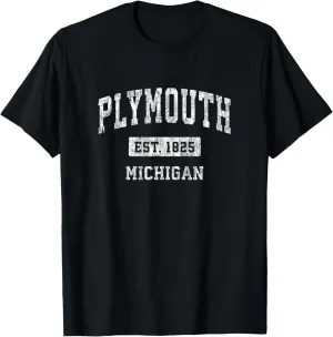 Plymouth Michigan MI Vintage Sports Established Design T-Shirt