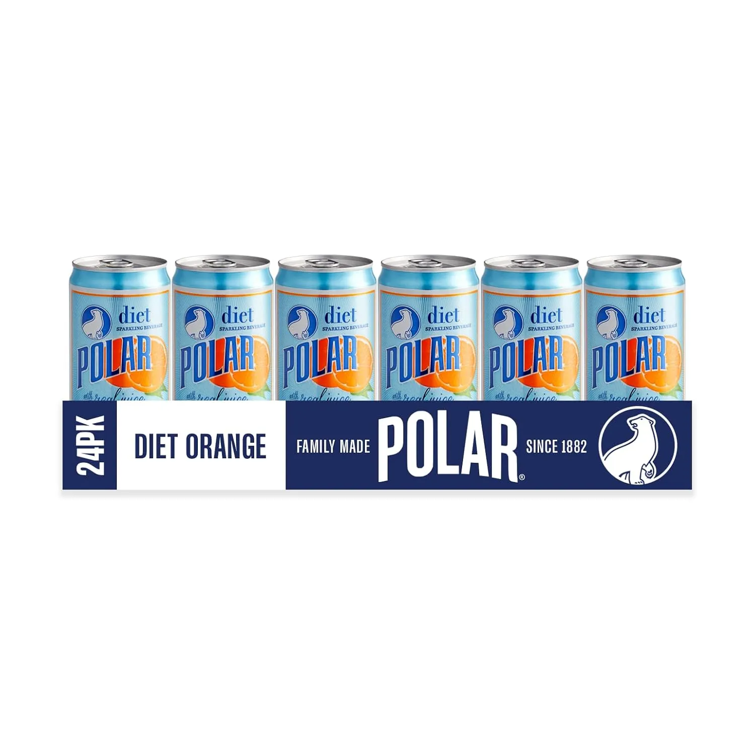 POLAR Dry Sparkling Soda Diet Orange Flavor | Premium Cocktail Mixer Inspired by History | 24pk 7.5oz Cans