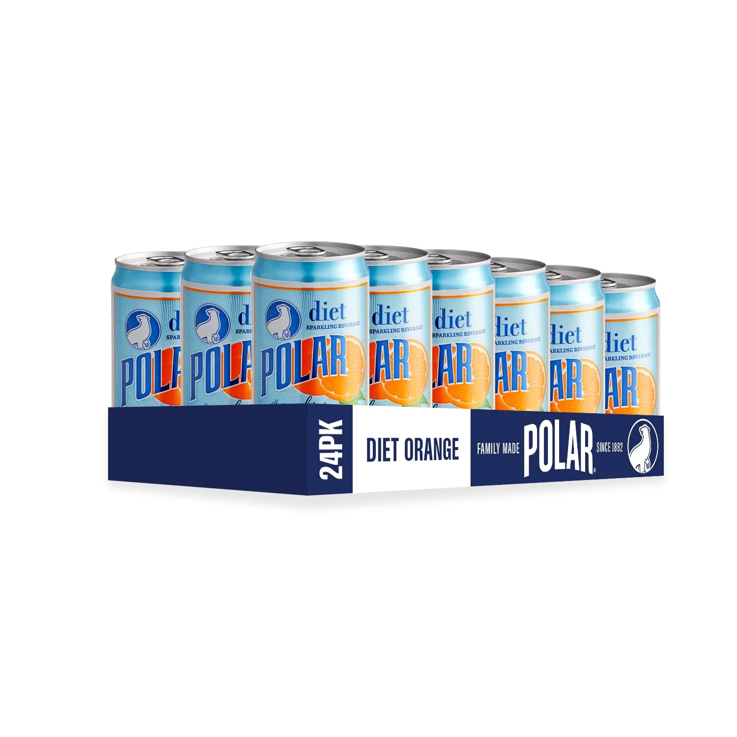 POLAR Dry Sparkling Soda Diet Orange Flavor | Premium Cocktail Mixer Inspired by History | 24pk 7.5oz Cans