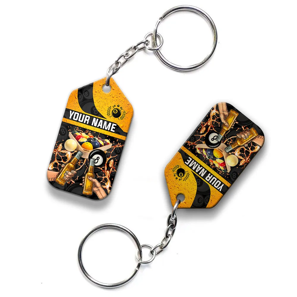 Pool And Beer That's Why I Am Here Personalized Name Keychain Gift For Billiard Players