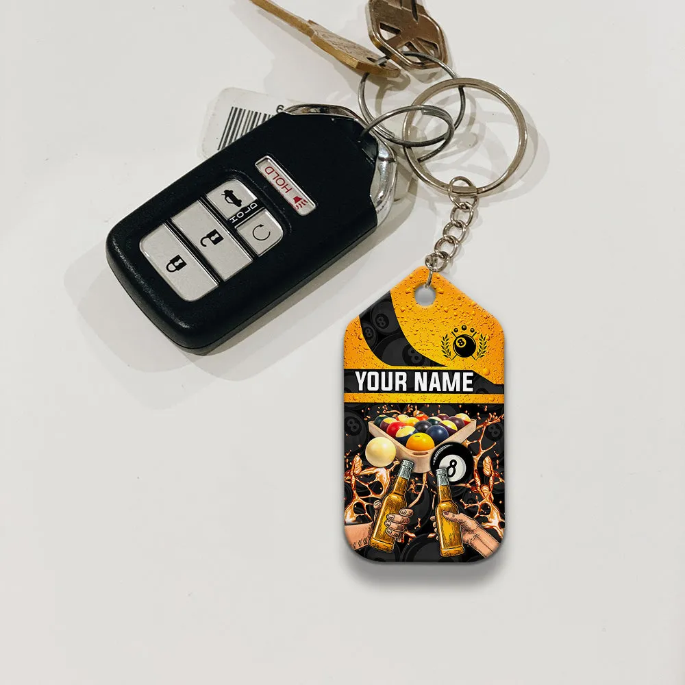 Pool And Beer That's Why I Am Here Personalized Name Keychain Gift For Billiard Players