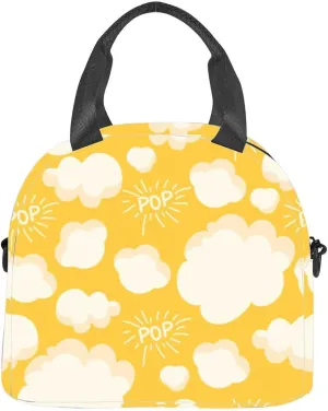 Popcorn Bright pop a yellow Insulated Adult Lunch Bag with Shoulder Strap for Women Lightweight Reusable Portable Freezable Lunch Tote Bag for Work Picnic