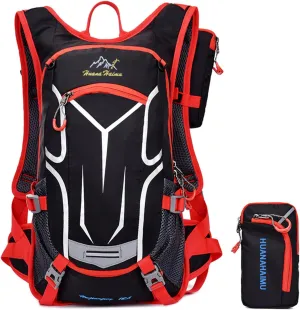 PORRASSO Hiking Backpack 19L Rucksack Breathable Daypack Lightweight Backpack Hydration Pack for Women Men Camping Trekking Cycling Climbing Outdoor Sports Red