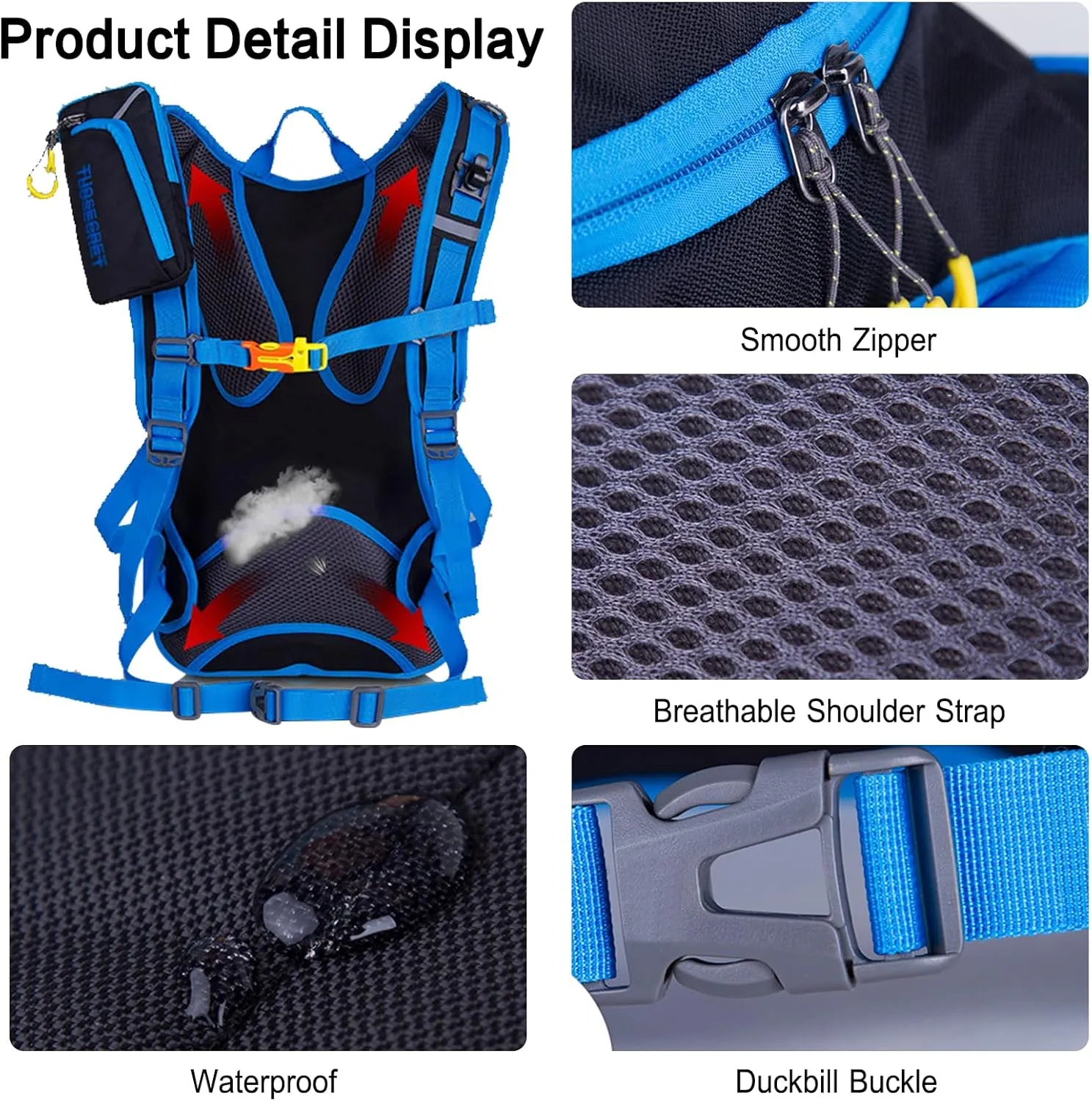 PORRASSO Hiking Backpack 19L Rucksack Breathable Daypack Lightweight Backpack Hydration Pack for Women Men Camping Trekking Cycling Climbing Outdoor Sports Red