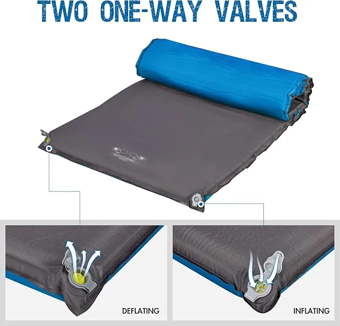 PORTAL Self Inflating Sleeping Pad for Camping, 3" Thick Memory Foam Camping Mat with Pillow, Comfortable Camping Insulated Pad Mattress for Outdoor