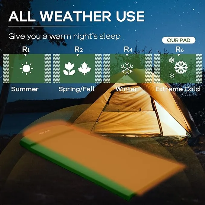 PORTAL Self Inflating Sleeping Pad for Camping, 3" Thick Memory Foam Camping Mattress with Pillow, Comfortable Camping Insulated Pad Mat for Outdoor