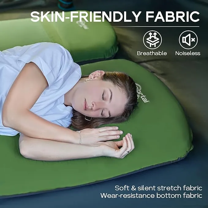 PORTAL Self Inflating Sleeping Pad for Camping, 3" Thick Memory Foam Camping Mattress with Pillow, Comfortable Camping Insulated Pad Mat for Outdoor
