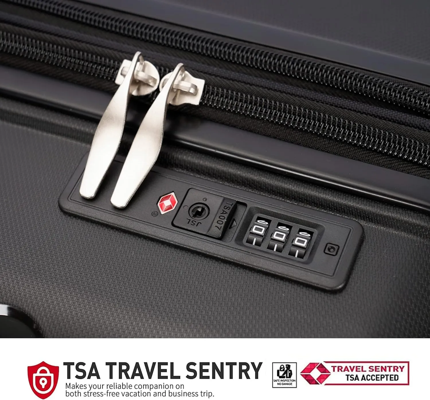 PP material 2-piece expandable luggage sets with Spinner Wheels， Suitcase with TSA Lock，Large Luggage for Family Travel carry on 20 28，Black color
