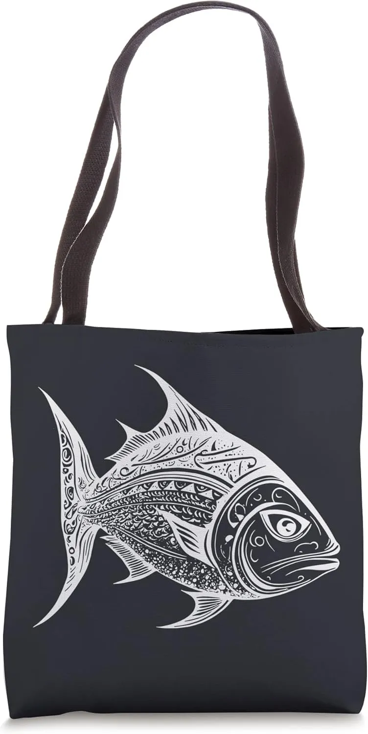 Predatory Fish Angler Sport Fishing Motorboat Vector Sea Fun Tote Bag