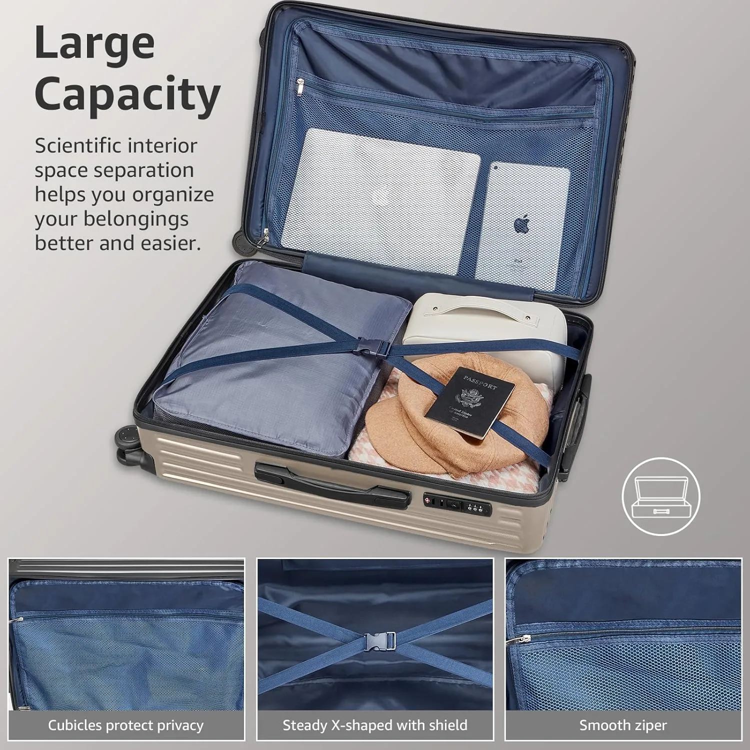 Premium Carry-on Luggage - Airline Approved Suitcase with Spinner Wheels, Buit in TSA Lock, Hard Shell Suitcases with Metal Corner - Perfect Travel Companion for Adults