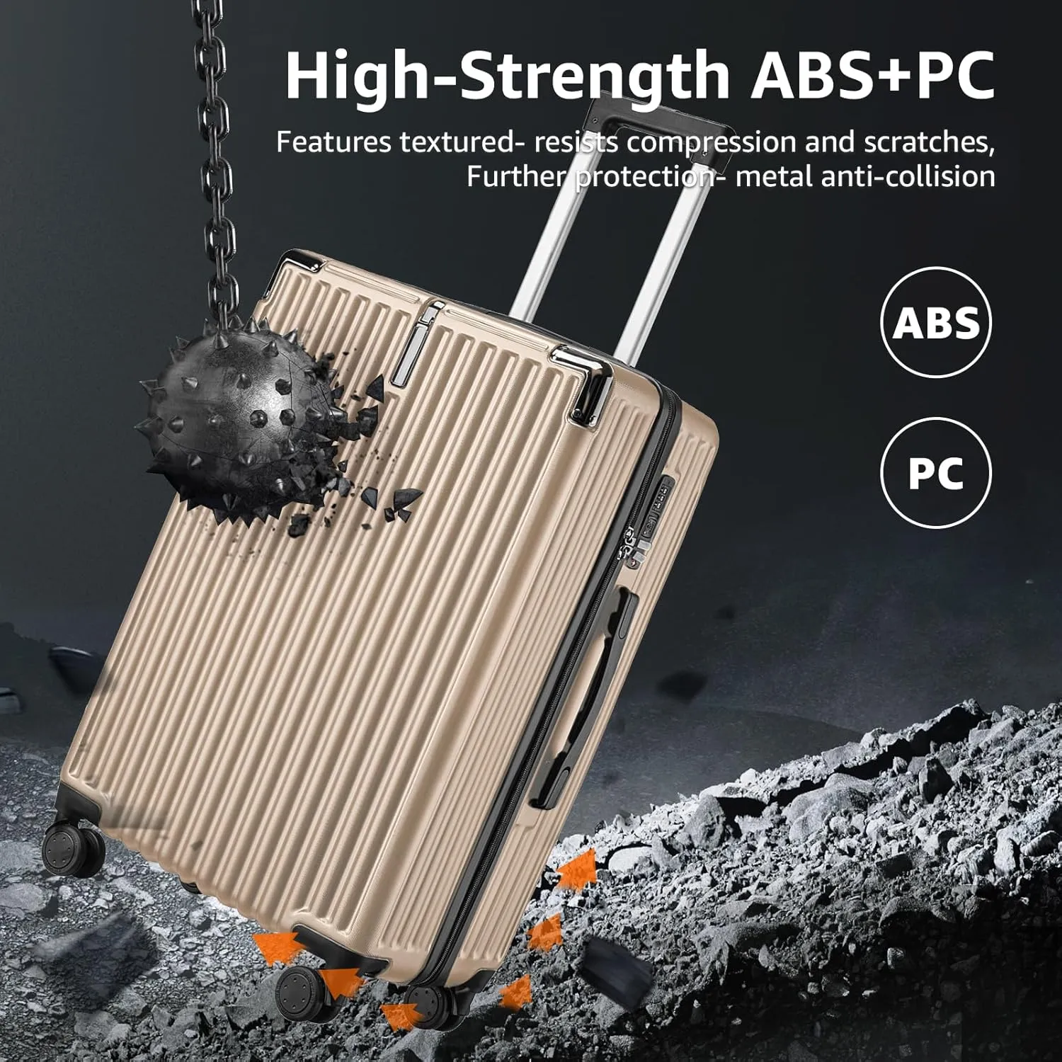 Premium Carry-on Luggage - Airline Approved Suitcase with Spinner Wheels, Buit in TSA Lock, Hard Shell Suitcases with Metal Corner - Perfect Travel Companion for Adults