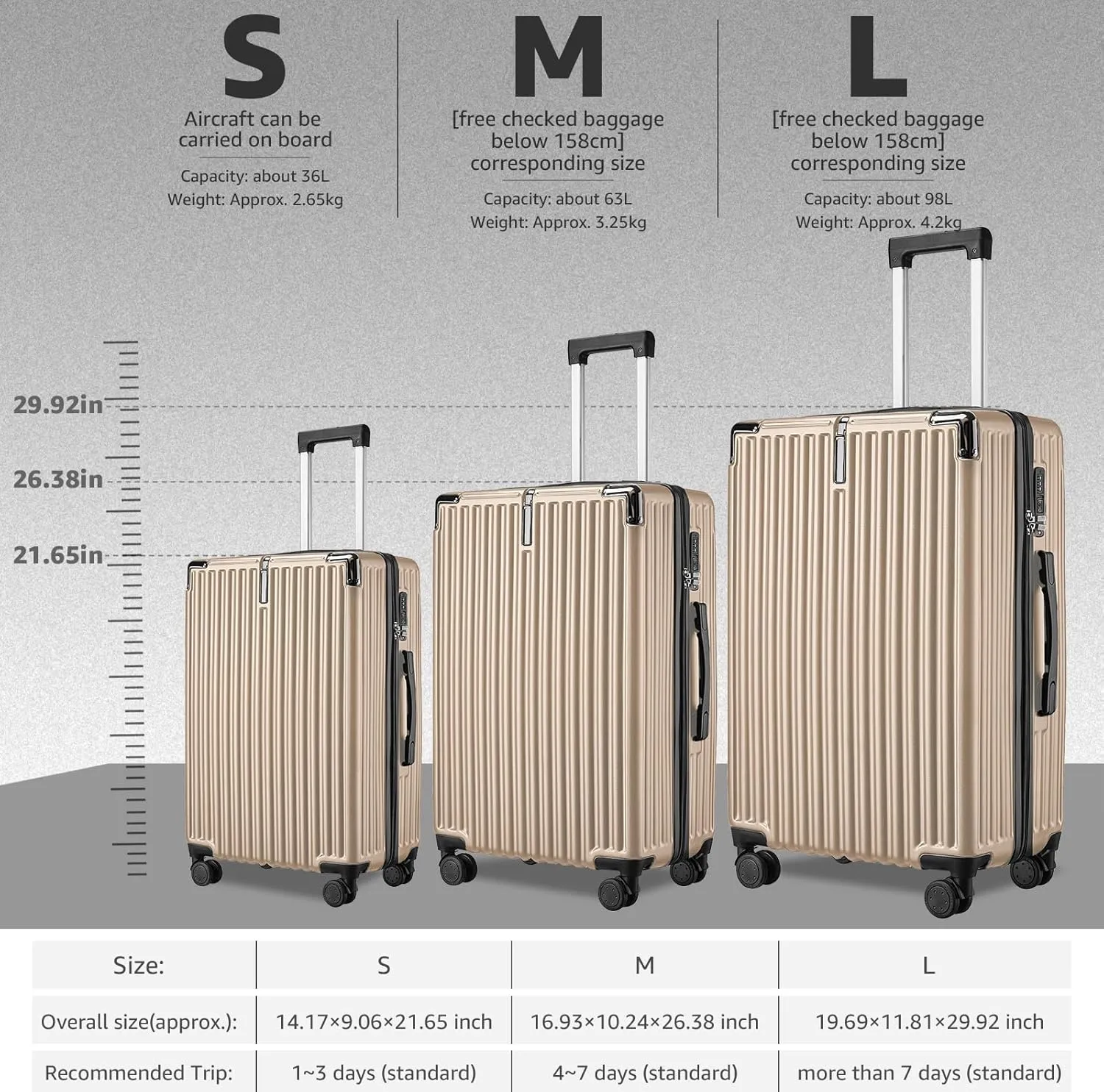 Premium Carry-on Luggage - Airline Approved Suitcase with Spinner Wheels, Buit in TSA Lock, Hard Shell Suitcases with Metal Corner - Perfect Travel Companion for Adults