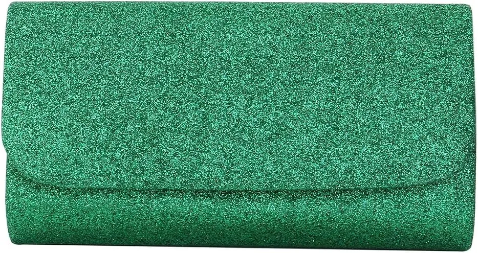 Premium Small Metallic Glitter Flap Clutch Evening Bag Handbag