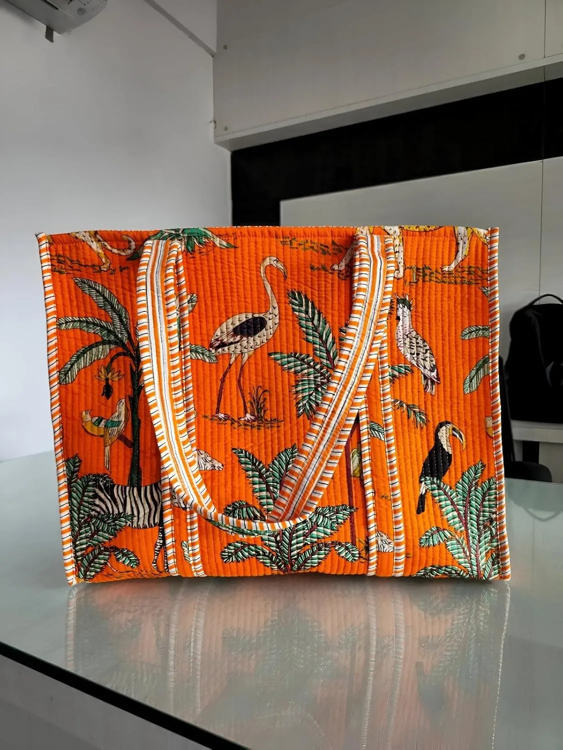 Printed Cotton Tote Bag Lightweight Travel Bag Grocery Shopping Tote Bag Handmade Boho Bag Quilted Tote Bag Market Bag