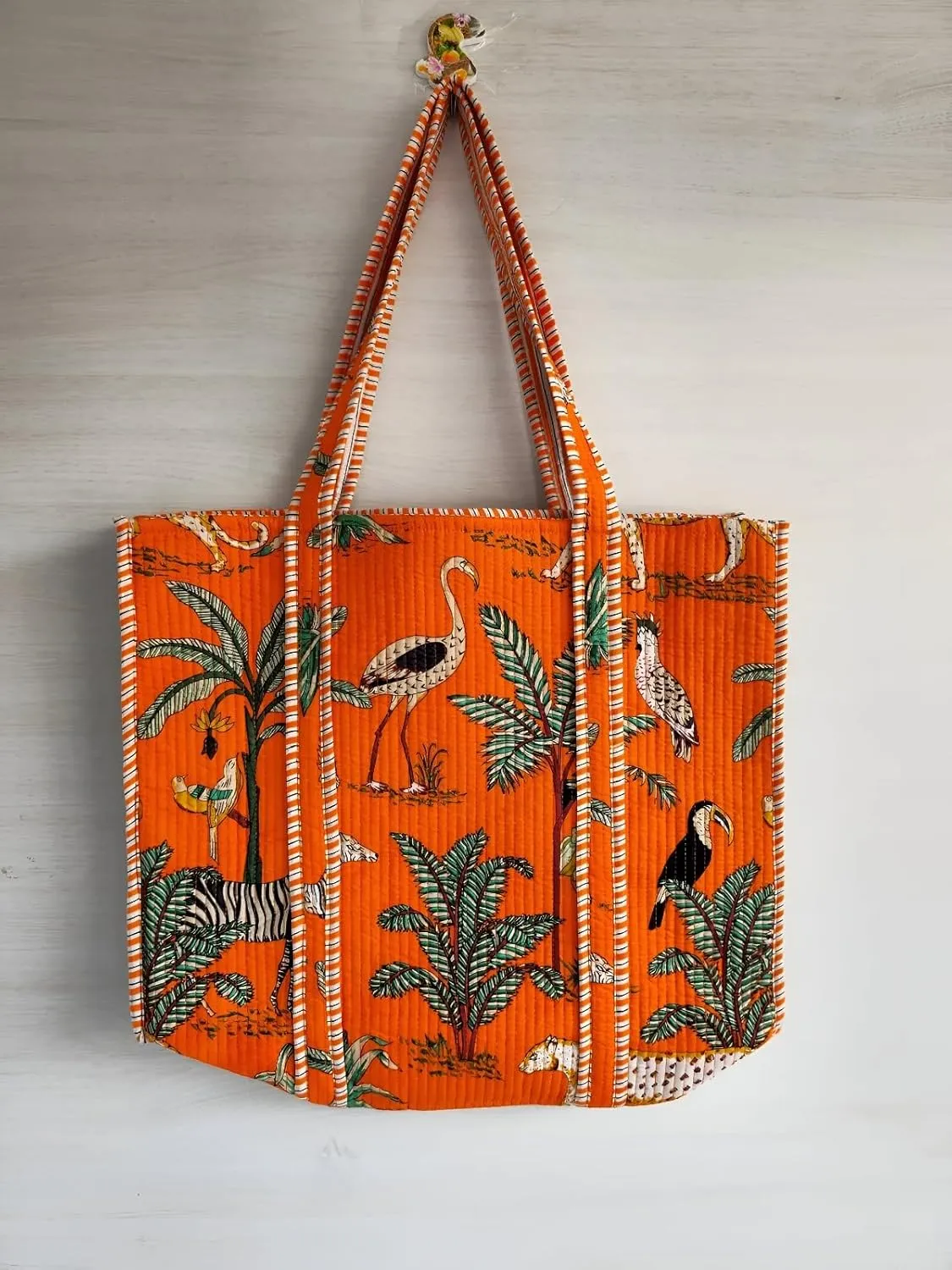 Printed Cotton Tote Bag Lightweight Travel Bag Grocery Shopping Tote Bag Handmade Boho Bag Quilted Tote Bag Market Bag