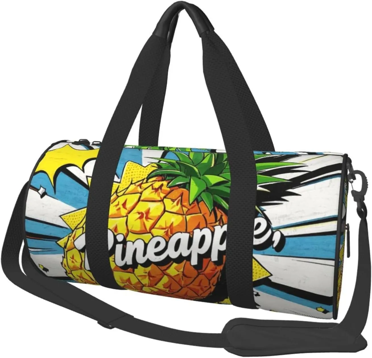 Psych pineapple quote Print Round Large Capacity Travel Luggage Bags,Men's and Women's Hand-Held Travel Clothing Bags