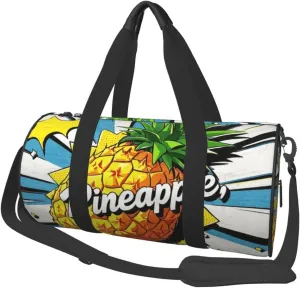 Psych pineapple quote Print Round Large Capacity Travel Luggage Bags,Men's and Women's Hand-Held Travel Clothing Bags