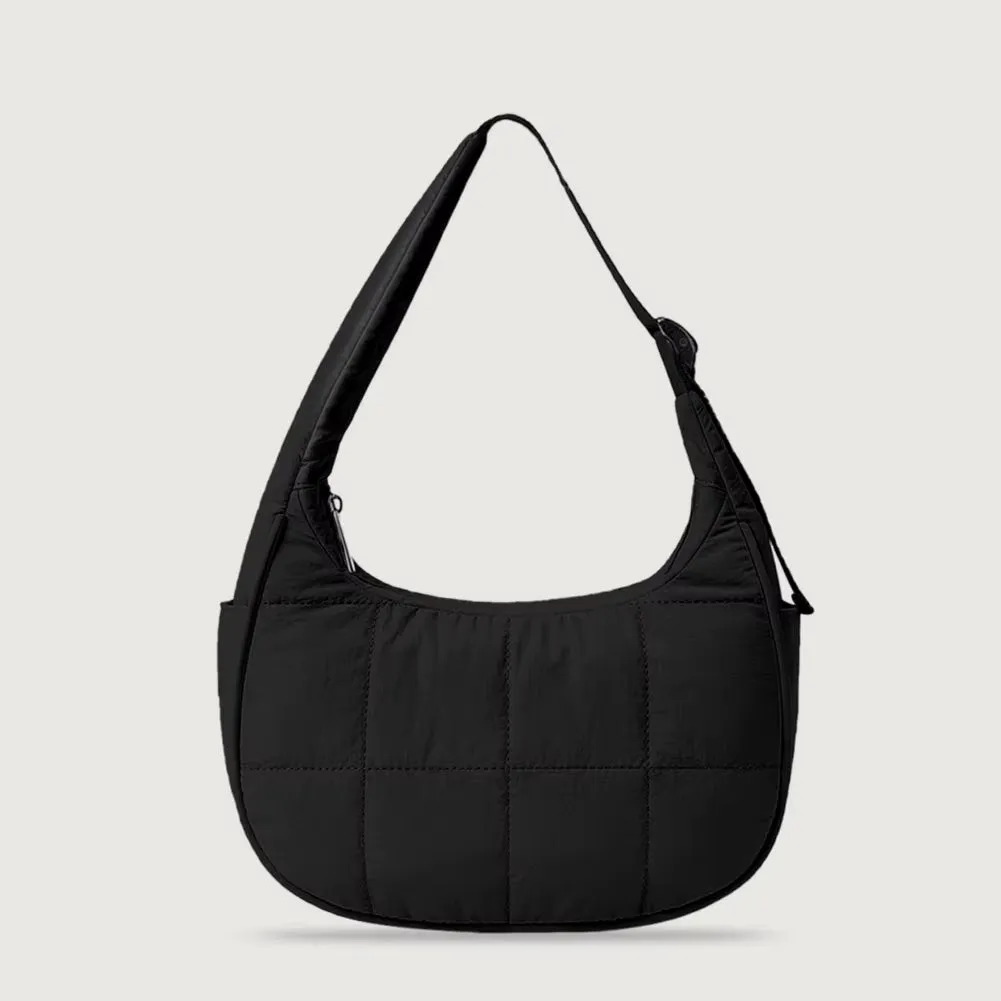 Puffer Crescent Bag for Women Quilted Underarm Bag Nylon Adjustable Strap Shoulder Purse Hobo Bag for Work Travel