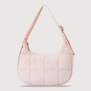 Puffer Crescent Bag for Women Quilted Underarm Bag Nylon Adjustable Strap Shoulder Purse Hobo Bag for Work Travel