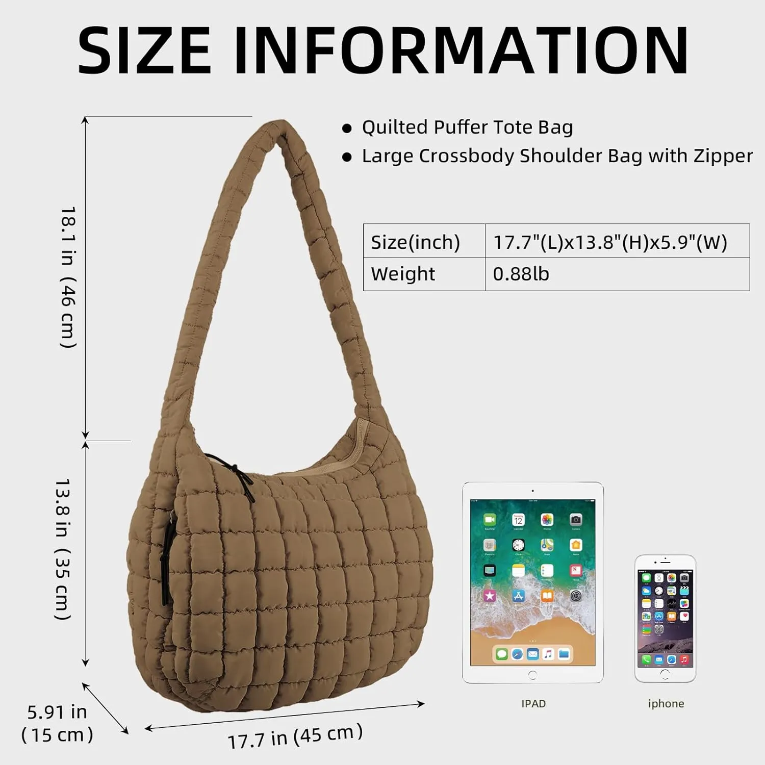 Puffer Quilted Shoulder Bag Large Puffer Tote Bag for Women,Hobo Quilted Tote Bag Crossbody Shoulder Handbags Puff Purse