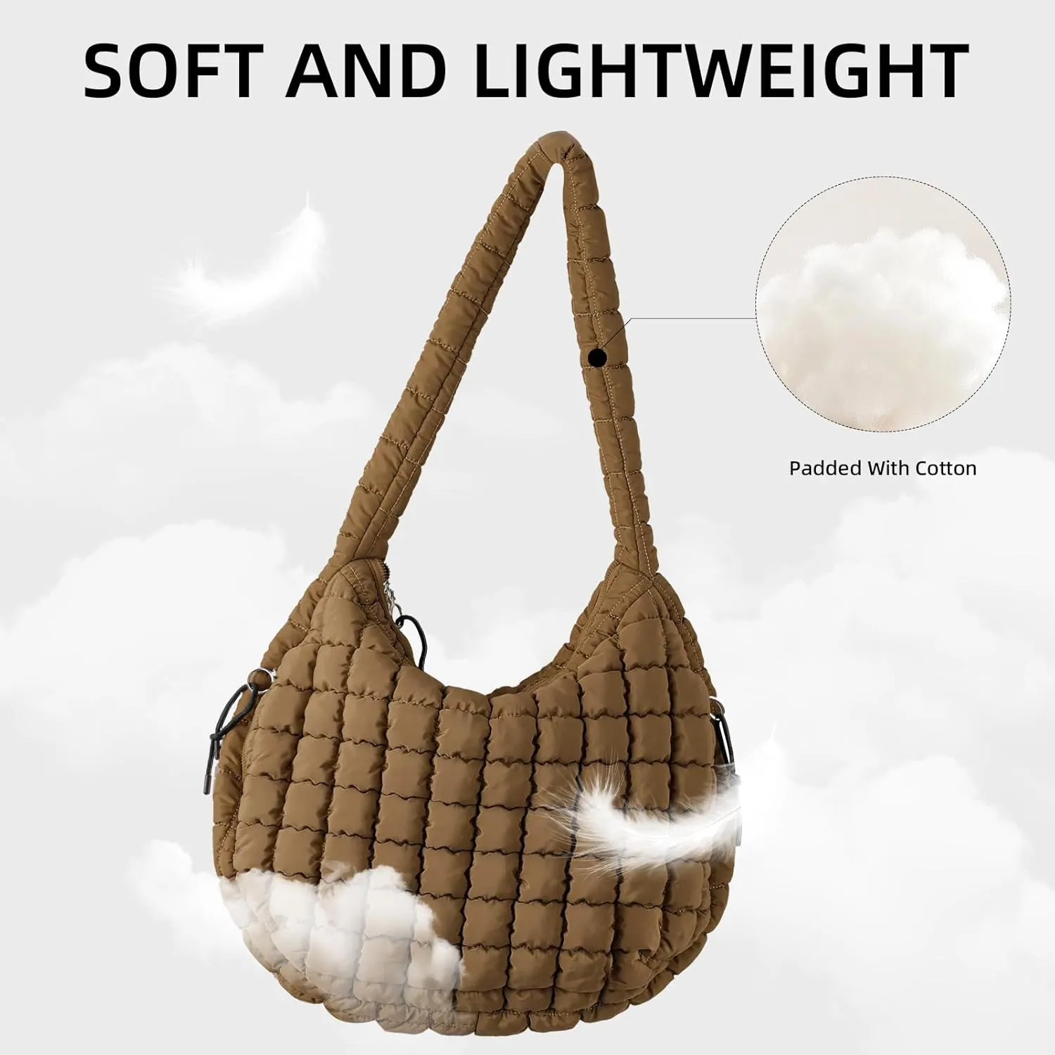 Puffer Quilted Shoulder Bag Large Puffer Tote Bag for Women,Hobo Quilted Tote Bag Crossbody Shoulder Handbags Puff Purse