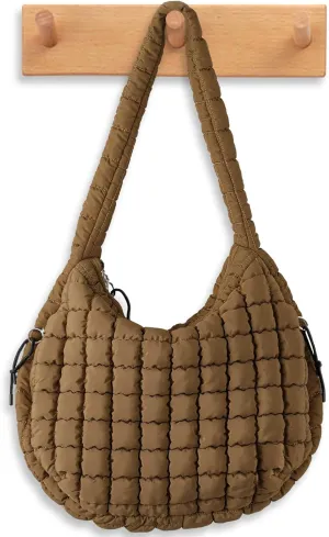 Puffer Quilted Shoulder Bag Large Puffer Tote Bag for Women,Hobo Quilted Tote Bag Crossbody Shoulder Handbags Puff Purse