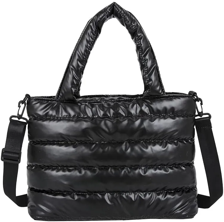 Puffer Shoulder Bag Women Quilted Cotton Handbag Lightweight Crossbody Tote Stylish Soft Cloud Purse for Daily Use