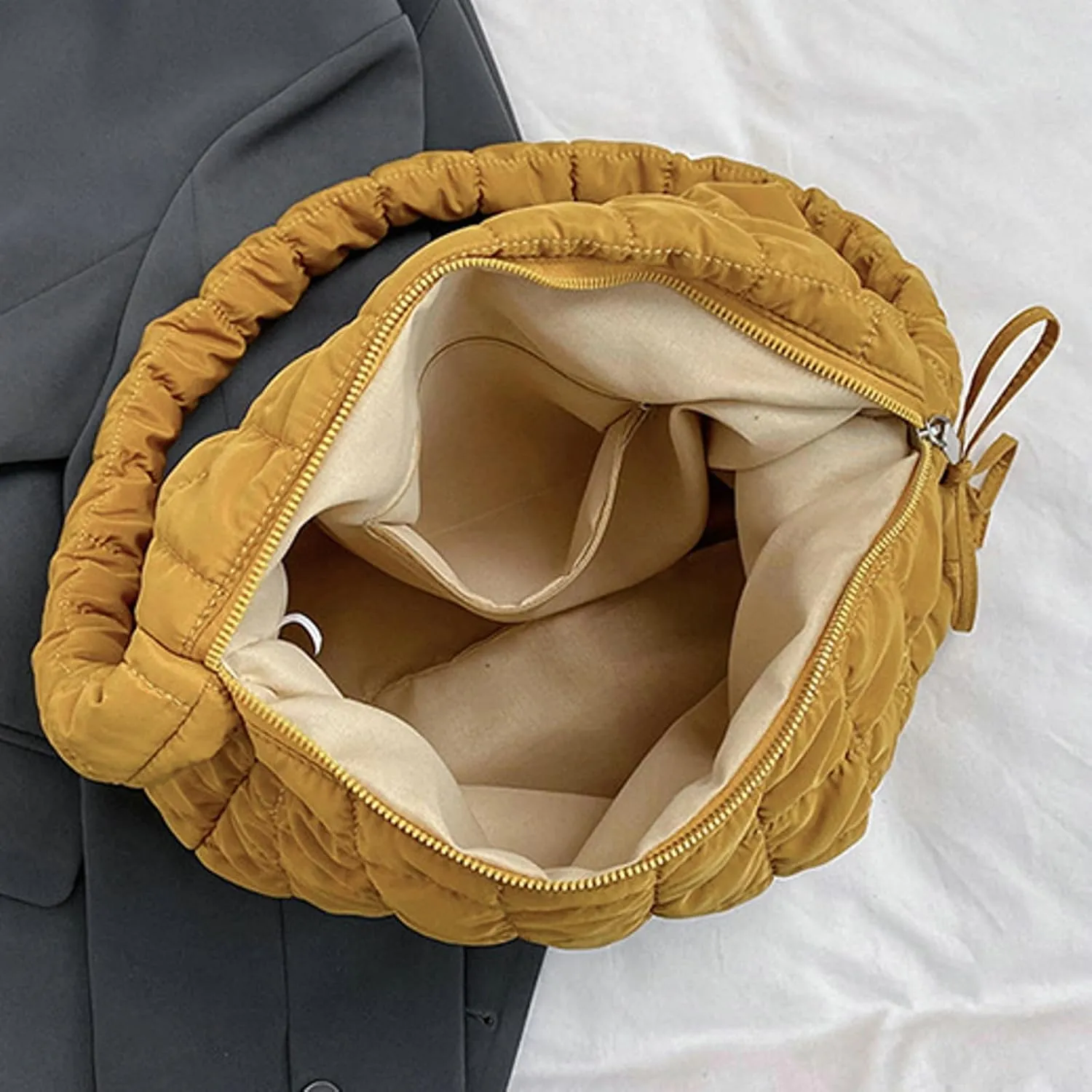 Puffer Tote Bag 2025 Women Quilted Crossbody Pleated Carryall Shoulder Bag Ladies Gym Handbag Colorful Pad Puff Purse