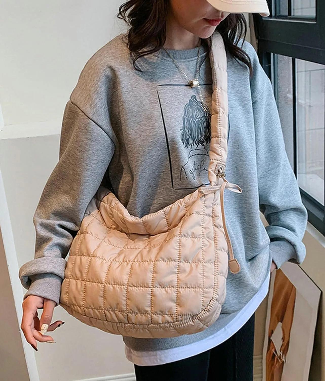 Puffer Tote Bag 2025 Women Quilted Crossbody Pleated Carryall Shoulder Bag Ladies Gym Handbag Colorful Pad Puff Purse