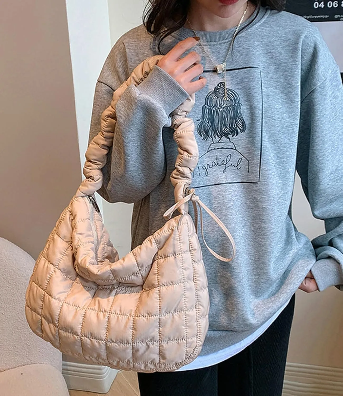 Puffer Tote Bag 2025 Women Quilted Crossbody Pleated Carryall Shoulder Bag Ladies Gym Handbag Colorful Pad Puff Purse
