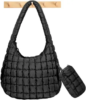 Puffer Tote Bag for Women Large Quilted Crossbody Bag Hobo Crossbody Lightweight Padding Puff Purse Tote Bag for Women