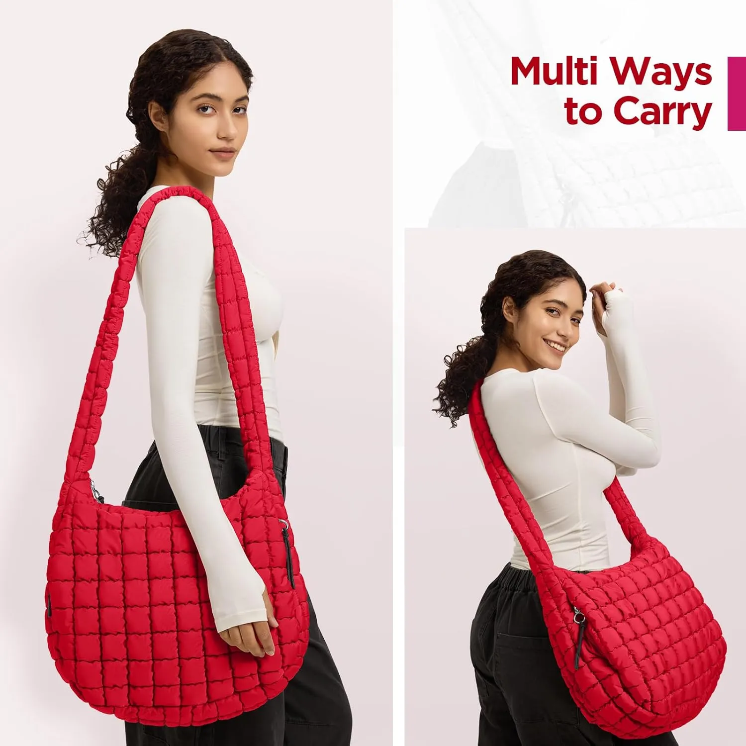 Puffer Tote Bag for Women Large Quilted Tote Bag Quilted Carryall Bag Soft Puffy Crossbody Bag Hobo Handbags Puff Purse