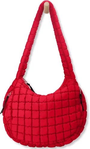 Puffer Tote Bag for Women Large Quilted Tote Bag Quilted Carryall Bag Soft Puffy Crossbody Bag Hobo Handbags Puff Purse