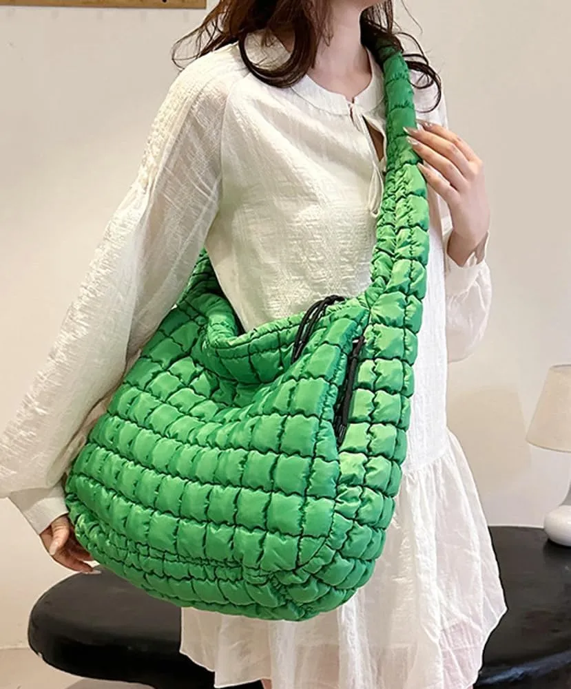 Puffer Tote Bag for Women Quilted Crossbody Bag Large Padding Shoulder Bag Soft Puff Purse Work Carryall Handbag